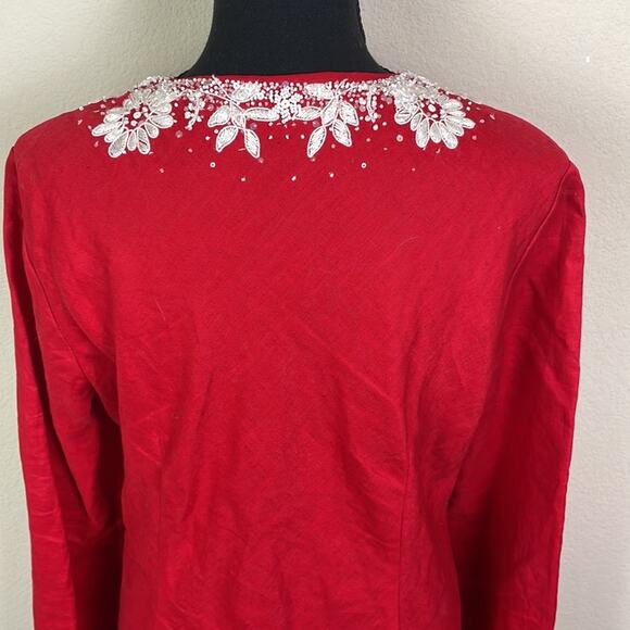 Lafayette 148 100% linen tunic with embroidered neckline women’s M - Picture 10 of 16